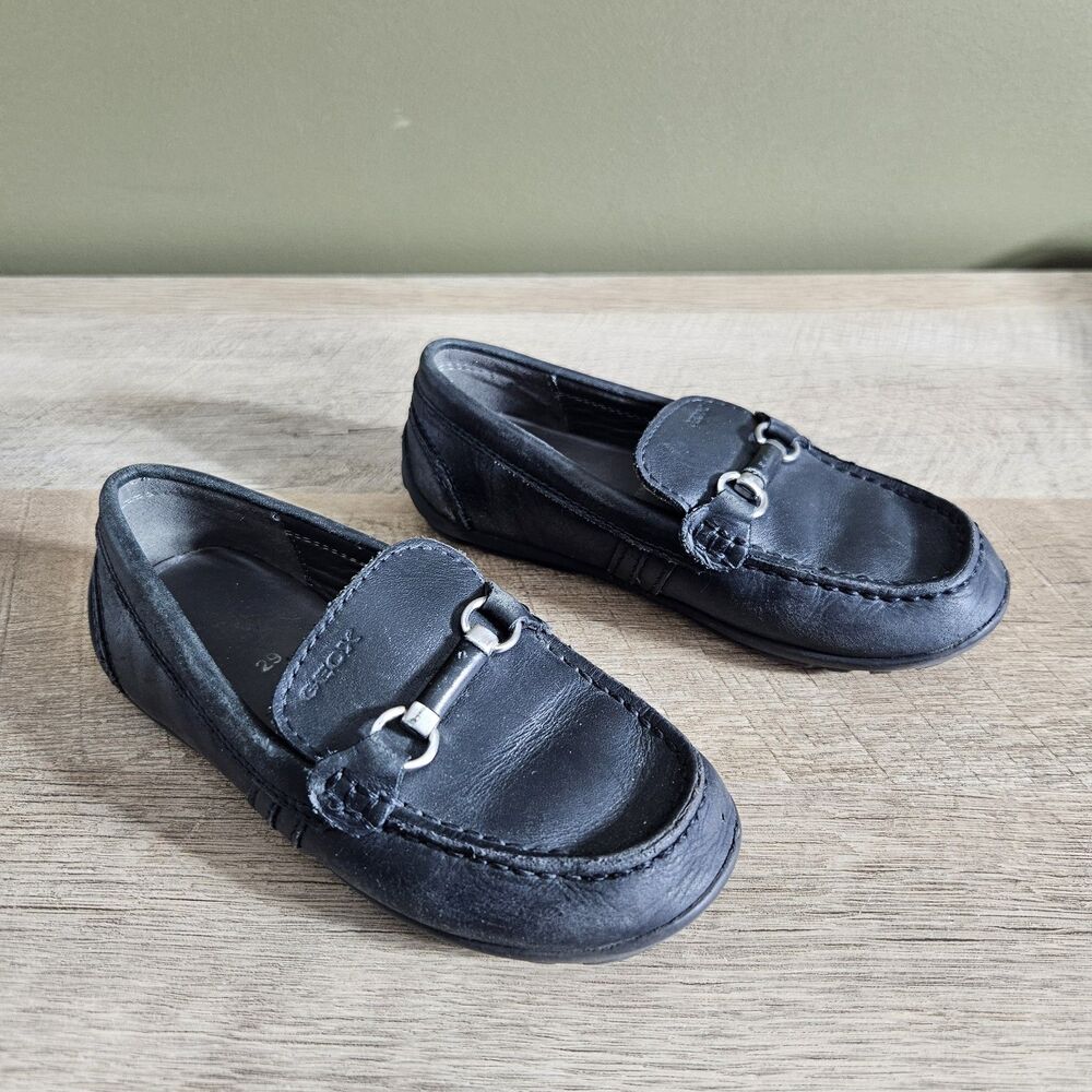 Boys Geox Fast Bit-Strap Dress Shoe Loafers Leather EU Size 29